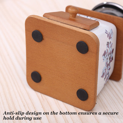Hand Crank Coffee Grinder Vintage Ceramic Wood Manual Mill 10 x 10 x 16cm