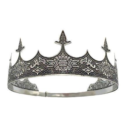 Men Crown Headpiece Royal Vintage Metal Crown Gold Medieval King Costume Party