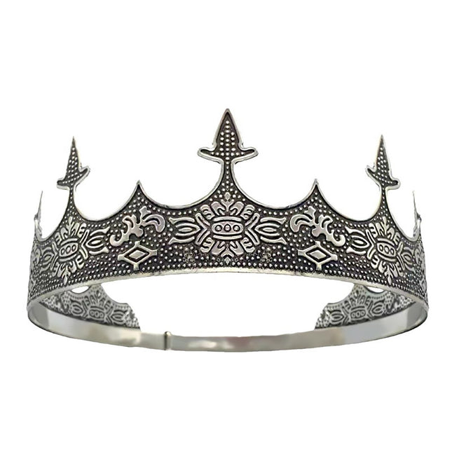 Men Crown Headpiece Royal Vintage Metal Crown Gold Medieval King Costume Party
