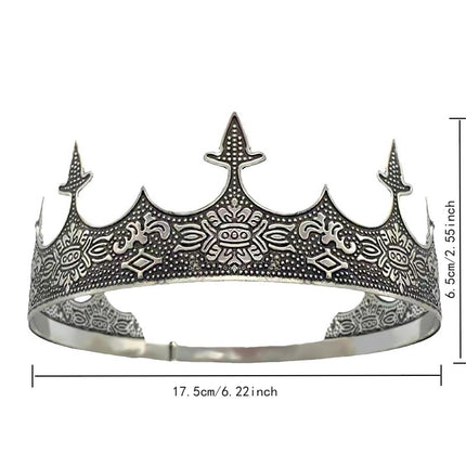 Men Crown Headpiece Royal Vintage Metal Crown Gold Medieval King Costume Party