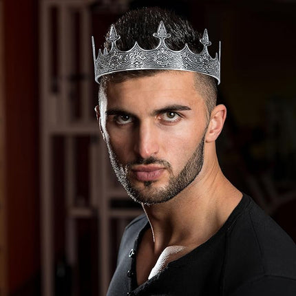 Men Crown Headpiece Royal Vintage Metal Crown Gold Medieval King Costume Party