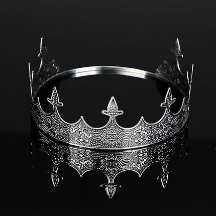 Men Crown Headpiece Royal Vintage Metal Crown Gold Medieval King Costume Party