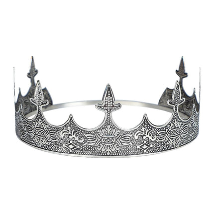 Men Crown Headpiece Royal Vintage Metal Crown Gold Medieval King Costume Party