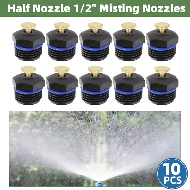 10PCS 1/2inch Misting Nozzles Atomizing Sprinkler Heads for Irrigation and Cooling