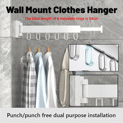 Wall Mounted Folding Drying Rack Telescopic Clothes Hanger Balcony Indoor Rod