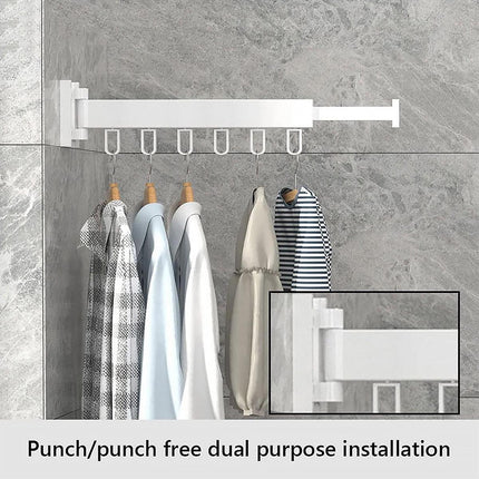 Wall Mounted Folding Drying Rack Telescopic Clothes Hanger Balcony Indoor Rod