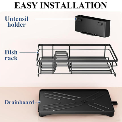 Large Capacity Kitchen Dish Drying Rack Sink Plate Bowl Tableware Storage Shelf