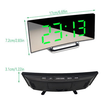 Electronic Alarm Clock LED Display Screen Curved Design Digital Clock Bedroom