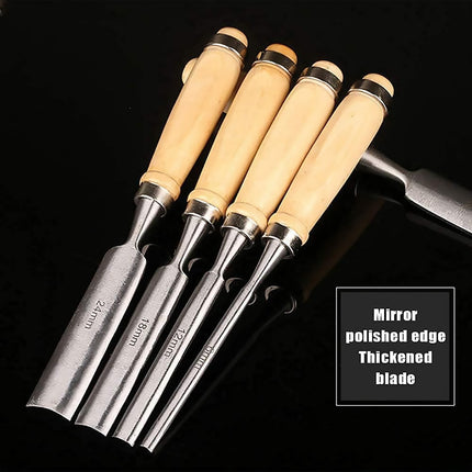 Wood Carving Chisel Set 4 Piece Half Round Gouge Carpenter Woodworking Tool