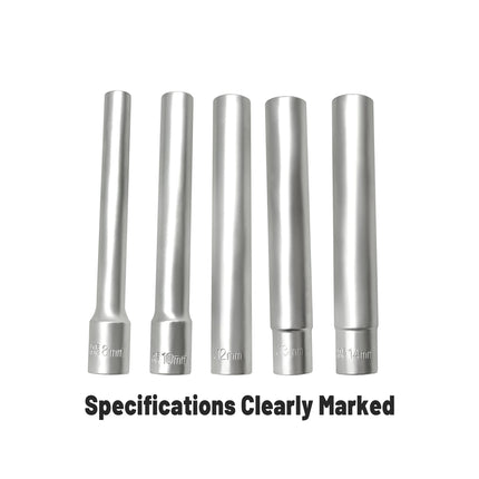 5PCS Socket Extension Bar Set 6Size Durable for Ratchet Wrench Tool Set Silver