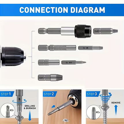 33 Piece Damaged Screw and Bolt Extractor Set with Tap Die Bits and Ratchet