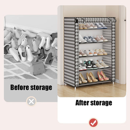 Multi-Layer Shoe Rack Dustproof Non-Woven Fabric with Metal Frame