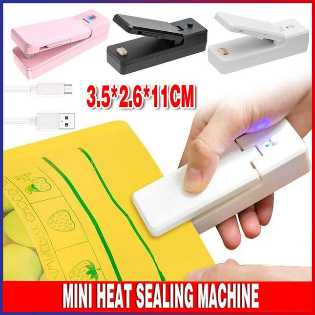 Portable Mini Heat Sealing Machine USB Rechargeable Food Sealer Plastic Bag - Aimall