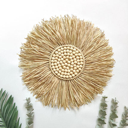Boho Woven Macrame Wall Hanging Small Round Decor Circular Home Art Accent Use