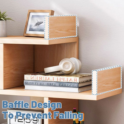 Multi Layer Storage Shelf Bookcase with Drawers Home Office Sturdy Space Saving