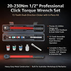 1/2 inch Click Torque Wrench Set 6pcs 20-230Nm 72 Tooth Reversible Socket