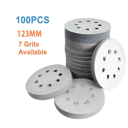 100x 123mm 6/8-Hole Sanding Discs Hook Loop Orbital Sander Pads 80 120 240 Grit