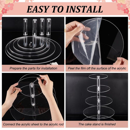 5-Tier Acrylic Cupcake Display Stand Clear Round Tower for Party Wedding Events