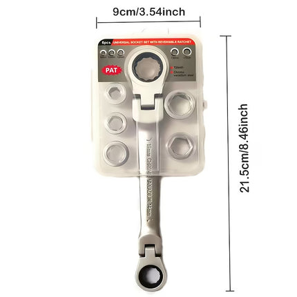 Ratchet Wrench Socket Set 6pcs Dual Ring 72 Tooth Chrome Vanadium Bike Car