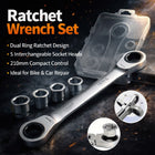 Ratchet Wrench Socket Set 6pcs Dual Ring 72 Tooth Chrome Vanadium Bike Car