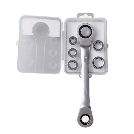 Ratchet Wrench Socket Set 6pcs Dual Ring 72 Tooth Chrome Vanadium Bike Car