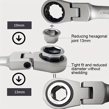 Ratchet Wrench Socket Set 6pcs Dual Ring 72 Tooth Chrome Vanadium Bike Car