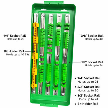 Socket Organizer Tray Adjustable Rail Tool Holder For Socket Bit Storage