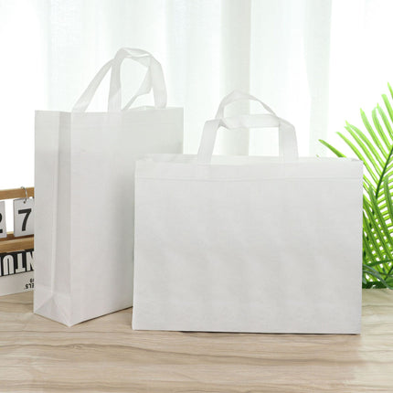 100PCS Reusable Non Woven Shopping Bags Eco Friendly Washable Tote Bags White
