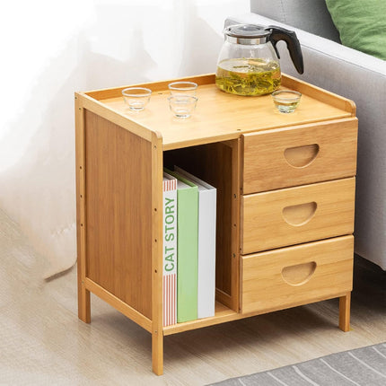 Drawer Bedroom Nightstand With Drawer Large Storage Stable Structure SpaceSaving