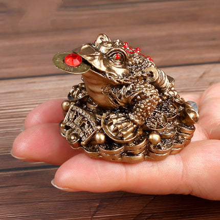 Chinese Style Golden Toad Ornament Resin Lucky for Home Office Desktop Decor