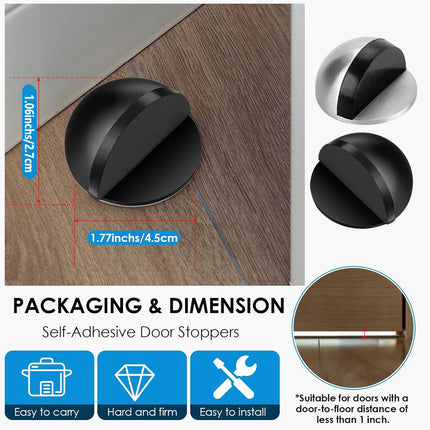45mm Round Floor Mount Door Stop Rubber Bumper Metal Base Holder Wall Protector