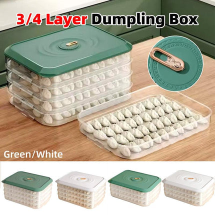 3/4 Layer Large Capacity Dumpling Box Sealed Fresh Wonton Storage Container