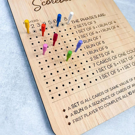 Phase 10 Score Board Wooden Phase 10 Scorecard Reusable for Family Game Tabletop