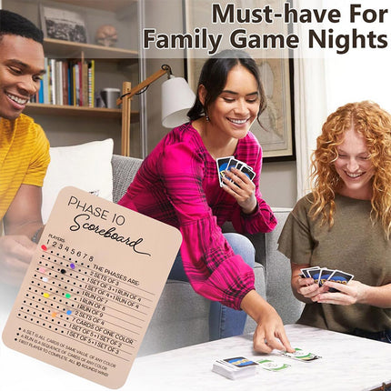 Phase 10 Score Board Wooden Phase 10 Scorecard Reusable for Family Game Tabletop