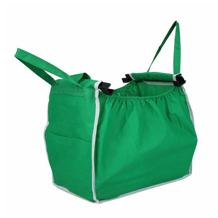 4 x Reusable Supermarket Shopping Trolley Clip-on Large Foldable Grab Handle Bag