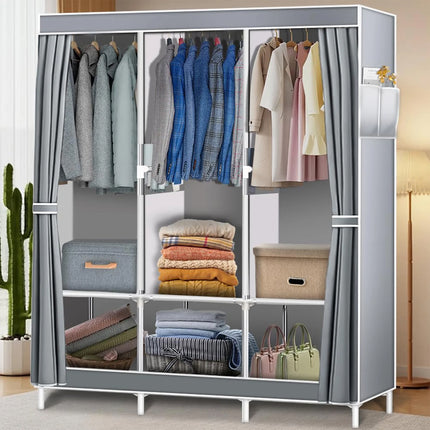 Large Easy Assemble Wardrobe With Cover Clothes Storage Rack Dustproof Hanger