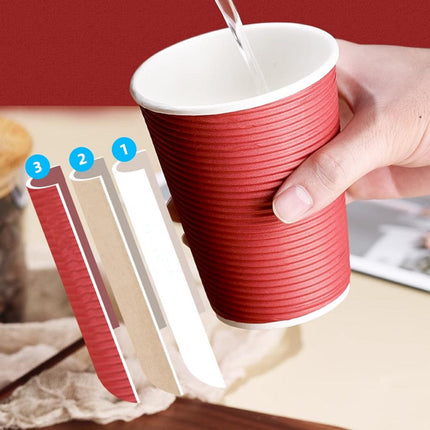 50sets Corrugated Paper Cups Coffee Milk Tea Cups Disposable Hot Drink Cups