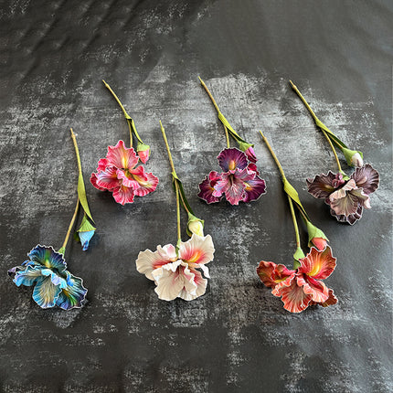 6PCS Artificial Iris Flowers PU Material Durable for Home Wedding Party Decor