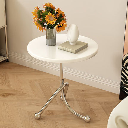 Stainless Steel Living Room Round Side Table Sturdy Construction Space Saving