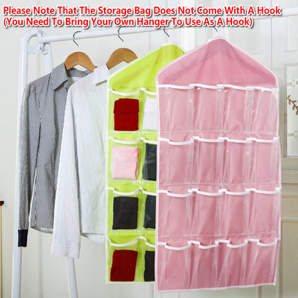 16 Pockets Hanging Wardrobe Storage Organizer Bag for Socks and Underwear