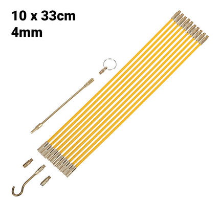 Fiberglass Conduit Wire Puller Kit 10 Rods Fish Tape Electrician Cable Running