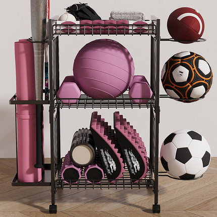 Multi Function Sports Equipment Storage Rack Ball Badminton Racket Yoga Mat