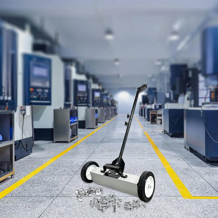 Push Magnetic Floor Sweeper Telescoping Handle Workshop Nail Debris Pickup