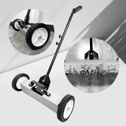 Push Magnetic Floor Sweeper Telescoping Handle Workshop Nail Debris Pickup