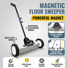 Push Magnetic Floor Sweeper Telescoping Handle Workshop Nail Debris Pickup