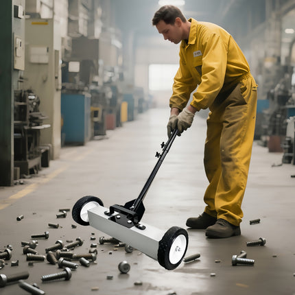 Push Magnetic Floor Sweeper Telescoping Handle Workshop Nail Debris Pickup