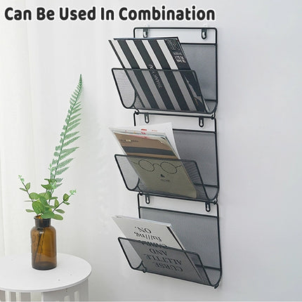 2PCS Wall Mount Magazine Rack for Books Mail Organizer Bathroom Kitchen Office