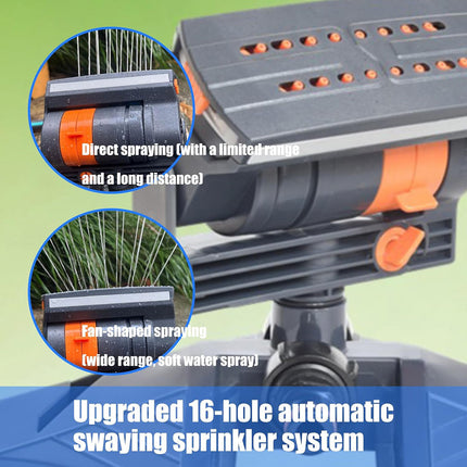 16 Nozzle Oscillating Lawn Sprinkler Adjustable Garden Yard Watering System