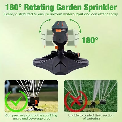 16 Nozzle Oscillating Lawn Sprinkler Adjustable Garden Yard Watering System