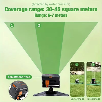 16 Nozzle Oscillating Lawn Sprinkler Adjustable Garden Yard Watering System